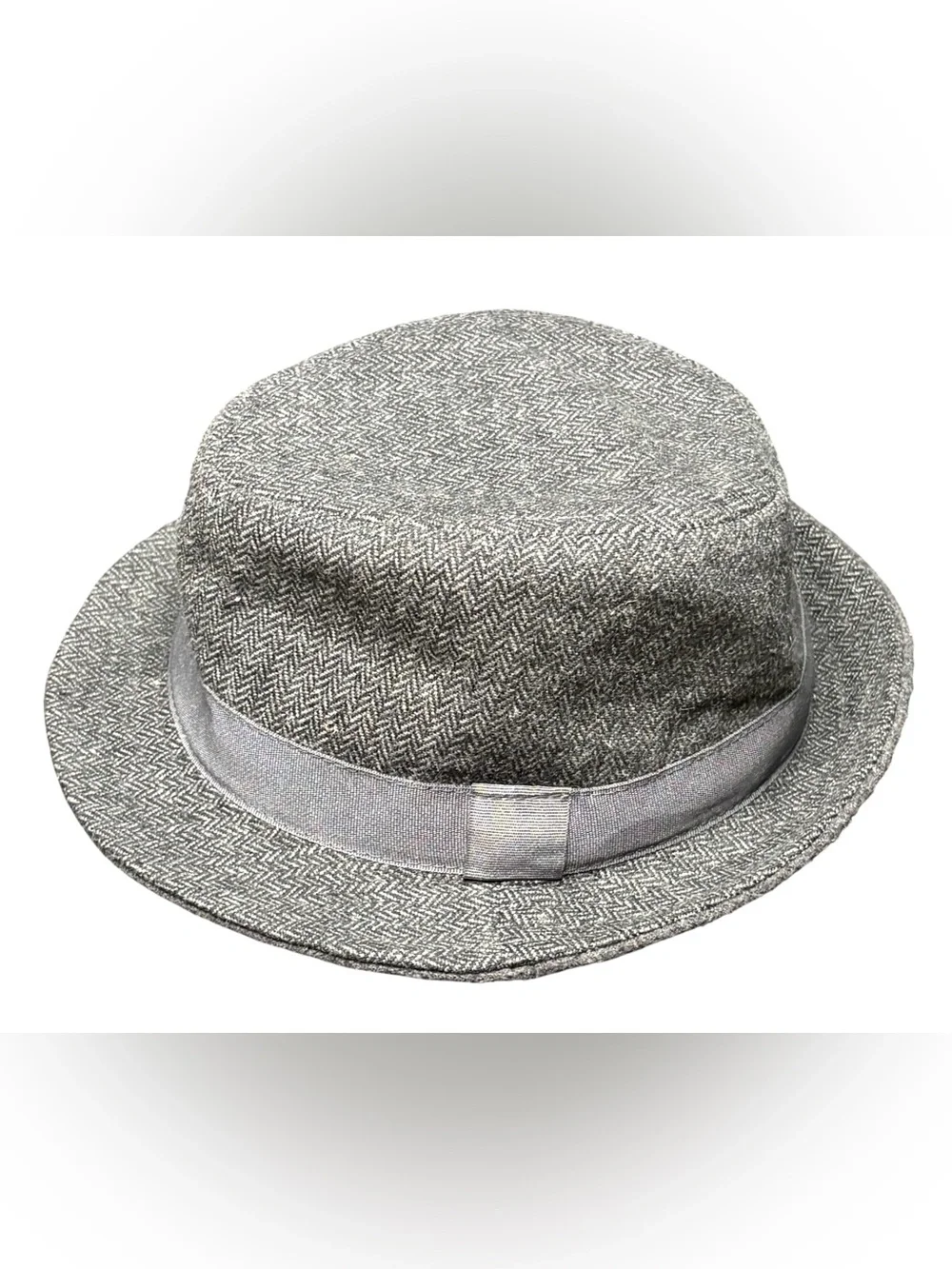 Kids Gray Herringbone Fedora Hat